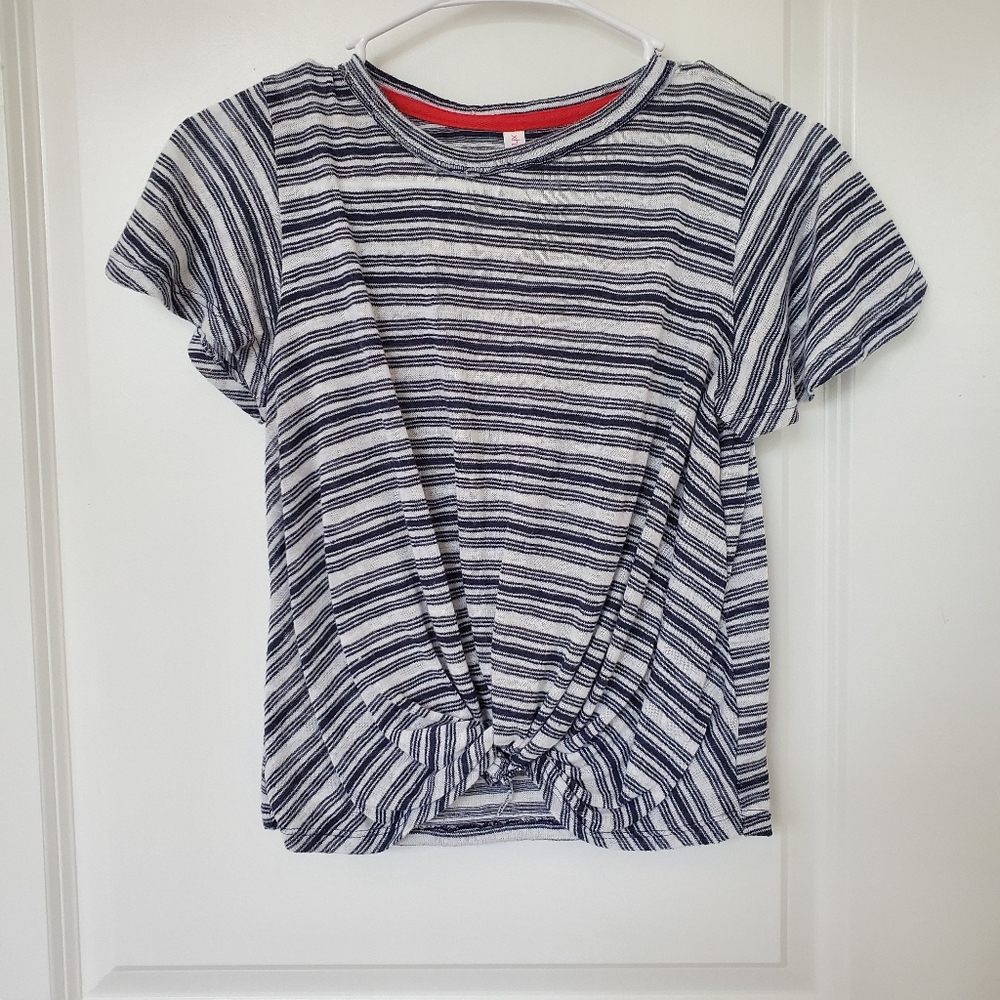 Xhilaration Blue Striped Crop Top